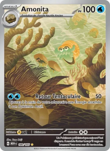 Carte Pokémon Amonita 180/165, extension 151