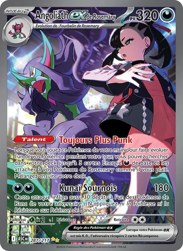 Carte Pokémon Angoliath-ex de Rosemary 287/295 — Héros Transcendants