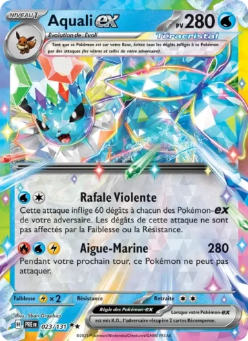 Carte Pokémon Aquali-ex 023/131, extension Évolutions Prismatiques