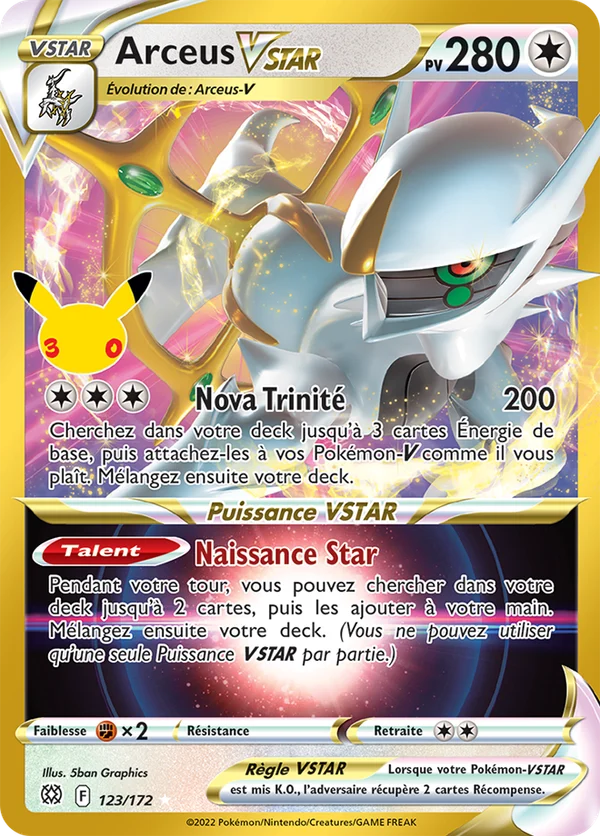 Carte Pokémon Arceus-VSTAR 123/172 du set 30e Anniversaire