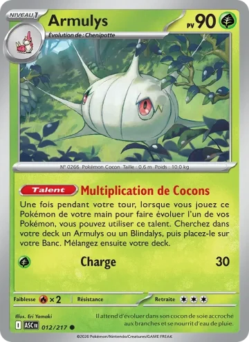 Carte Pokémon Armulys 012/217, extension Héros Transcendants
