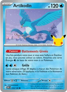 Carte Pokémon Artikodin 018/128 du set 30e Anniversaire