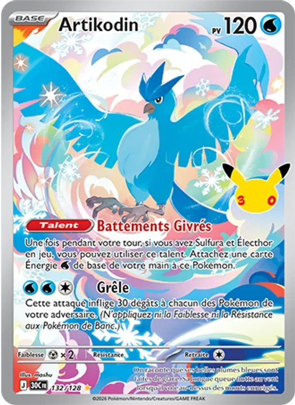 Carte Pokémon Artikodin 132/128 du set 30e Anniversaire