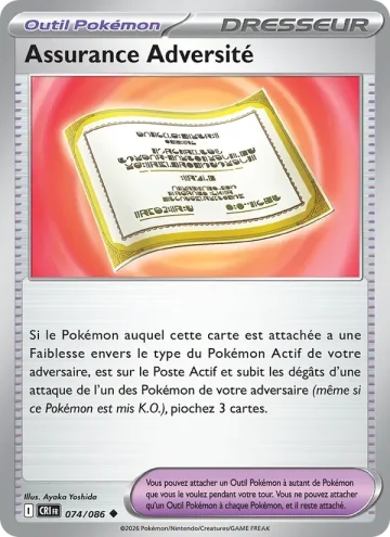 Carte Pokémon Assurance Adversité 074/086, extension Chaos Ascendant