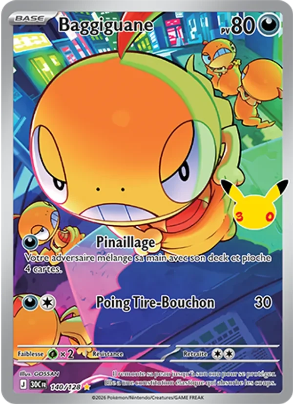 Carte Pokémon Baggiguane 140/128 du set 30e Anniversaire