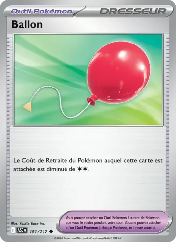 Carte Pokémon Ballon 181/217, extension Héros Transcendants