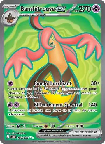 Carte Pokémon Banshitrouye-ex 102/086, extension Chaos Ascendant