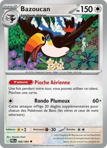 Carte Pokémon Bazoucan 068/084, extension Nuit Noire