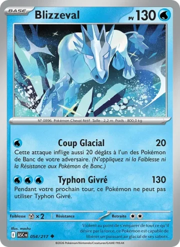 Carte Pokémon Blizzeval 054/217, extension Héros Transcendants