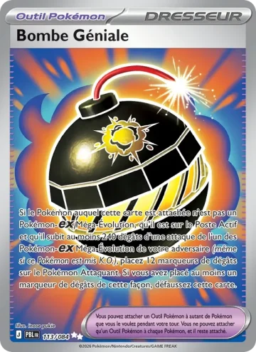 Carte Pokémon Bombe Géniale 113/084, extension Nuit Noire