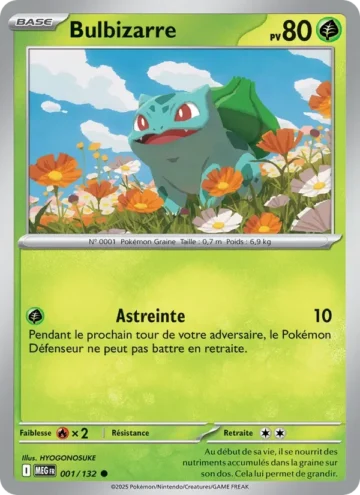 Carte Pokémon Bulbizarre 001/132, extension Méga-Évolution