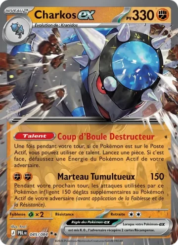Carte Pokémon Charkos-ex 045/084, extension Nuit Noire