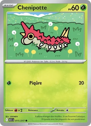 Carte Pokémon Chenipotte 011/217, extension Héros Transcendants