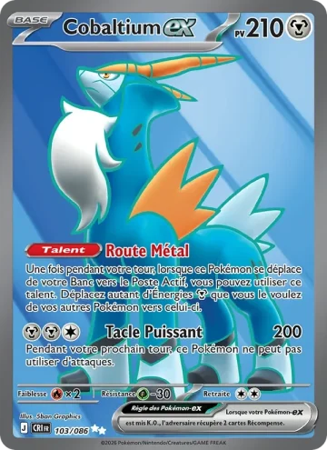 Carte Pokémon Cobaltium-ex 103/086, extension Chaos Ascendant