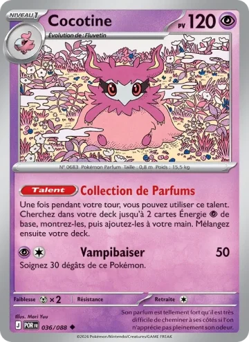 Carte Pokémon Cocotine 036/088, extension Équilibre Parfait