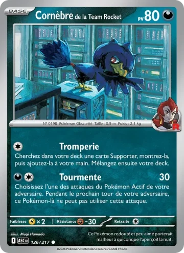Carte Pokémon Cornèbre de la Team Rocket 126/217, extension Héros Transcendants