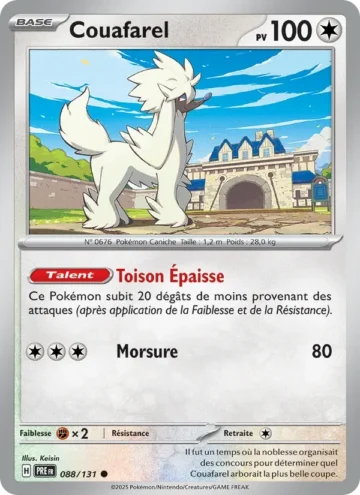 Carte Pokémon Couafarel 088/131, extension Évolutions Prismatiques