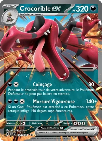 Carte Pokémon Crocorible-ex 055/086, extension Chaos Ascendant