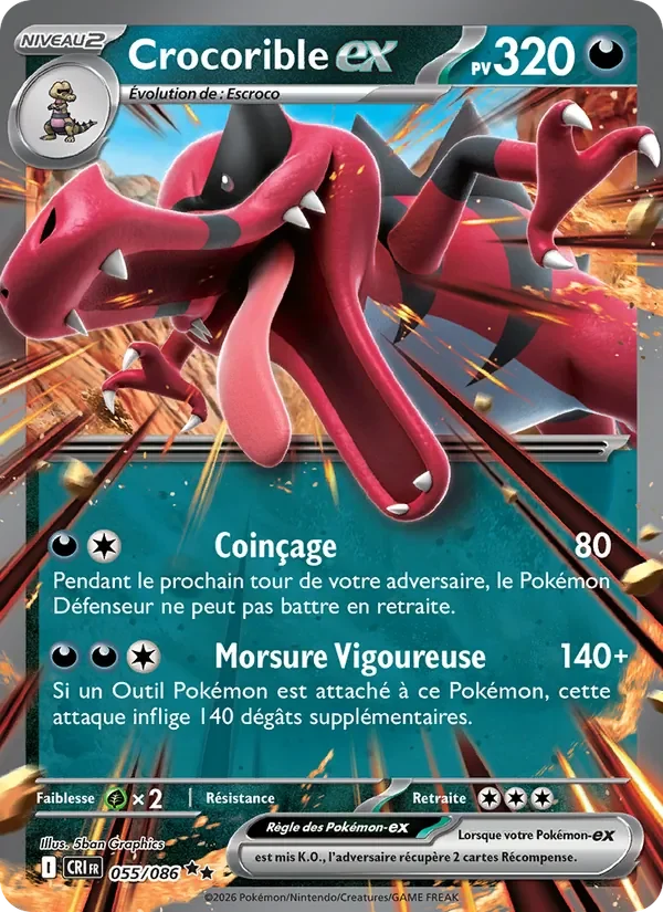 Carte Pokémon Crocorible-ex 055/086 — Chaos Ascendant