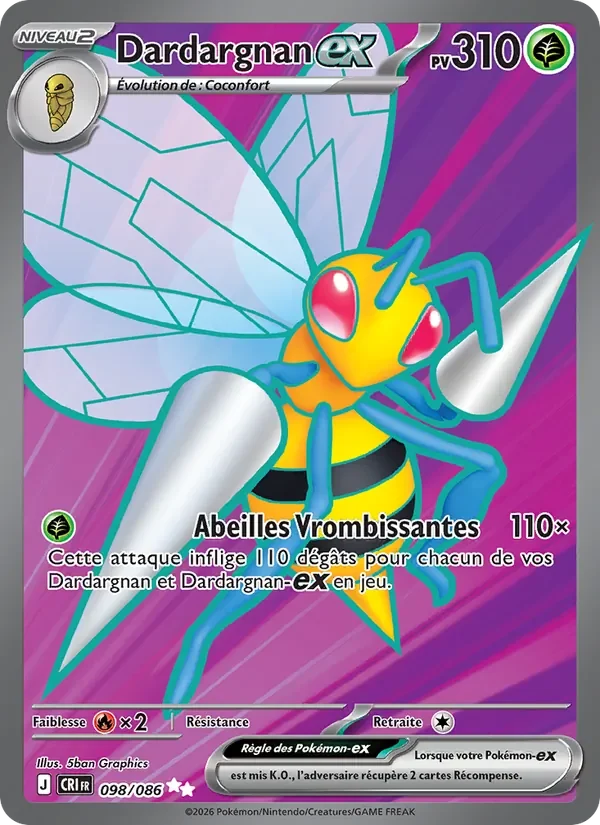 Carte Pokémon Dardargnan-ex 098/122 — Chaos Ascendant