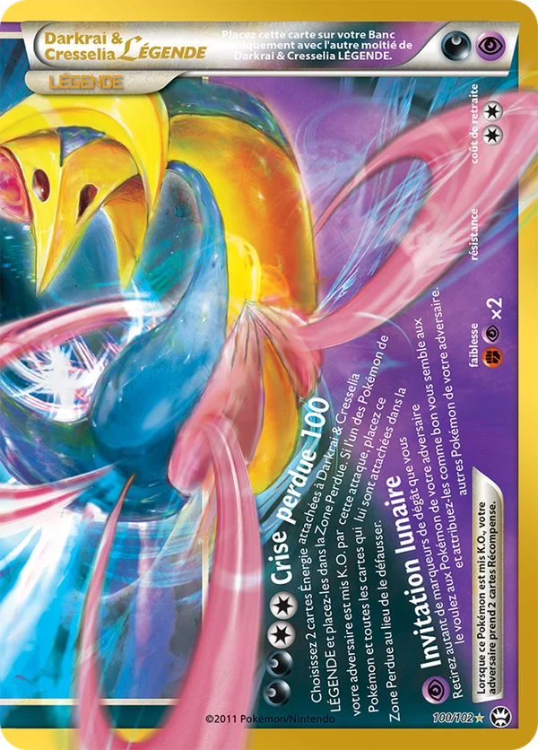 Carte Pokémon Darkrai & Cresselia LÉGENDE 100/102 du set 30e Anniversaire