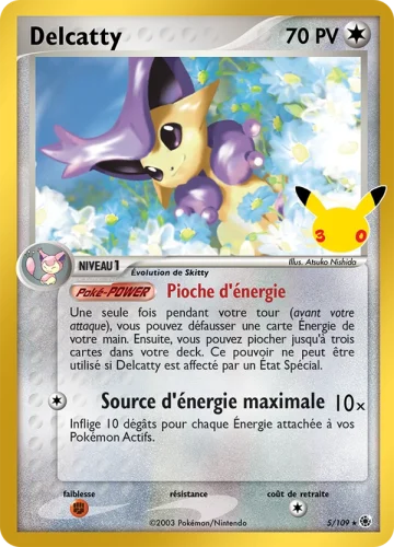 Carte Pokémon Delcatty 5/109, extension Pokémon 30e Anniversaire