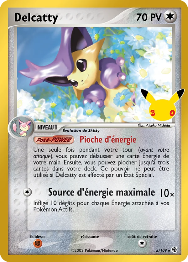 Carte Pokémon Delcatty 5/109 du set 30e Anniversaire