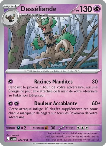 Carte Pokémon Desséliande 039/086, extension Chaos Ascendant