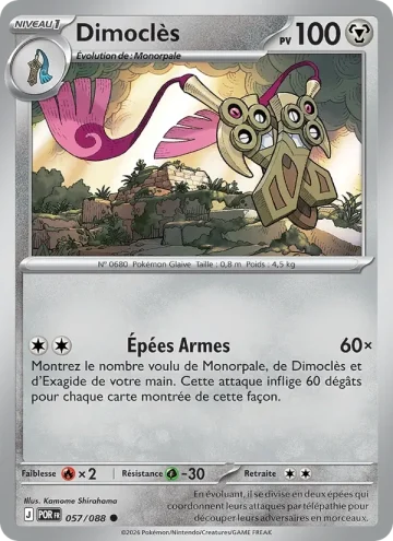 Carte Pokémon Dimoclès 057/088, extension Équilibre Parfait