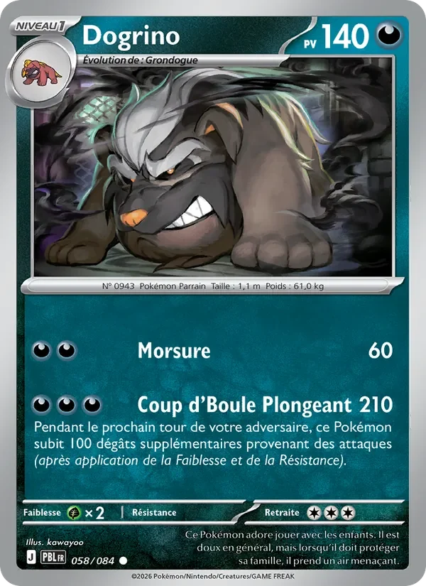 Carte Pokémon Dogrino 058/120 — Nuit Noire