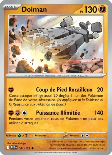 Carte Pokémon Dolman 081/132, extension Méga-Évolution