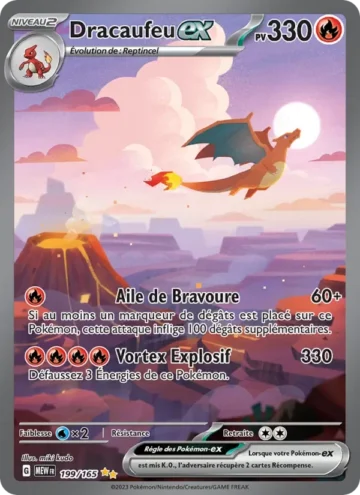 Carte Pokémon Dracaufeu-ex 199/165, extension 151