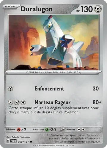 Carte Pokémon Duralugon 069/131, extension Évolutions Prismatiques