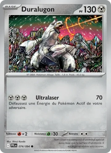 Carte Pokémon Duralugon 074/094, extension Flammes Fantasmagoriques