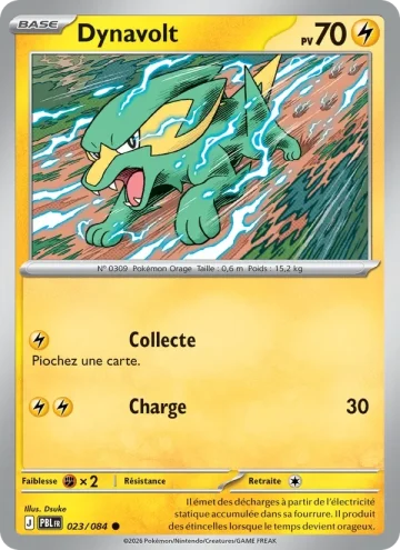Carte Pokémon Dynavolt 023/084, extension Nuit Noire