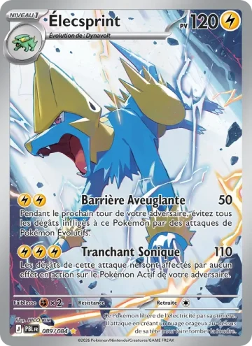 Carte Pokémon Élecsprint 089/084, extension Nuit Noire