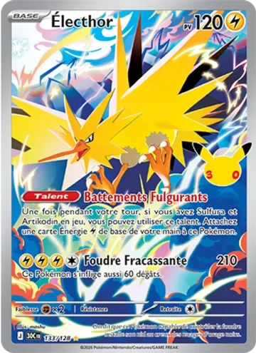 Carte Pokémon Électhor 133/128, extension Pokémon 30e Anniversaire