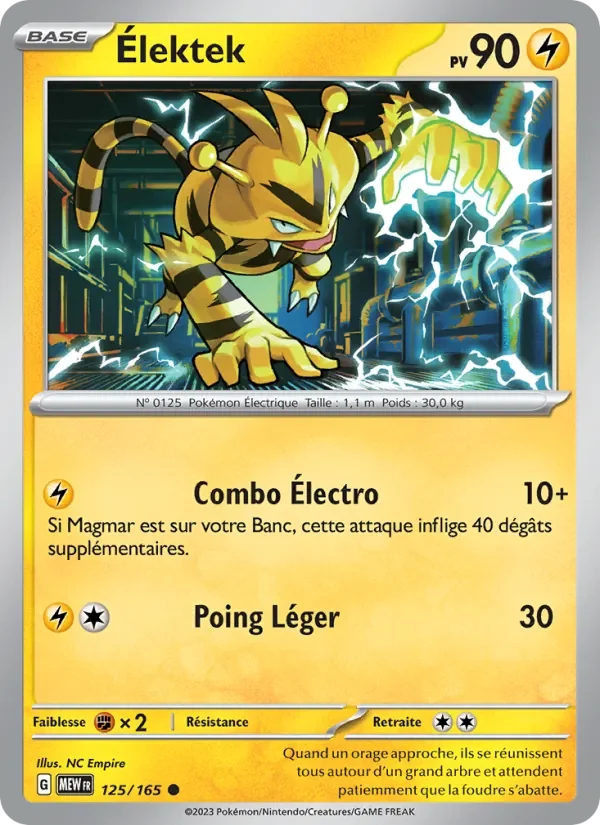 Carte Pokémon Élektek 125/165 — 151