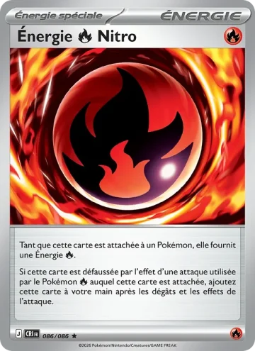 Carte Pokémon Énergie Fire Nitro 086/086, extension Chaos Ascendant
