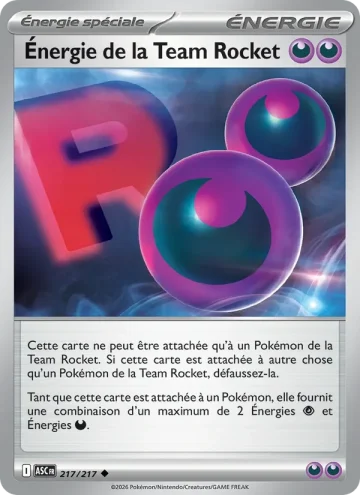 Carte Pokémon Énergie de la Team Rocket 217/217, extension Héros Transcendants
