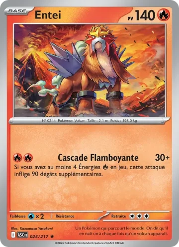 Carte Pokémon Entei 025/217, extension Héros Transcendants