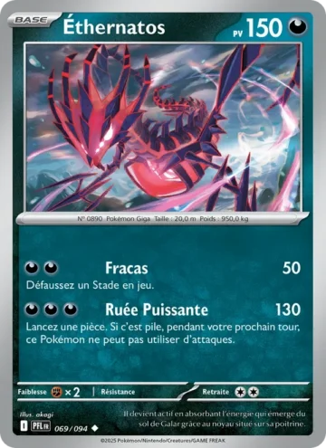 Carte Pokémon Éthernatos 069/094, extension Flammes Fantasmagoriques