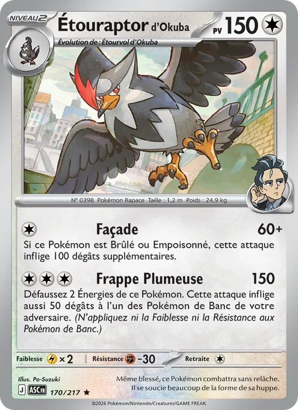 Carte Pokémon Étouraptor d'Okuba 170/295 — Héros Transcendants