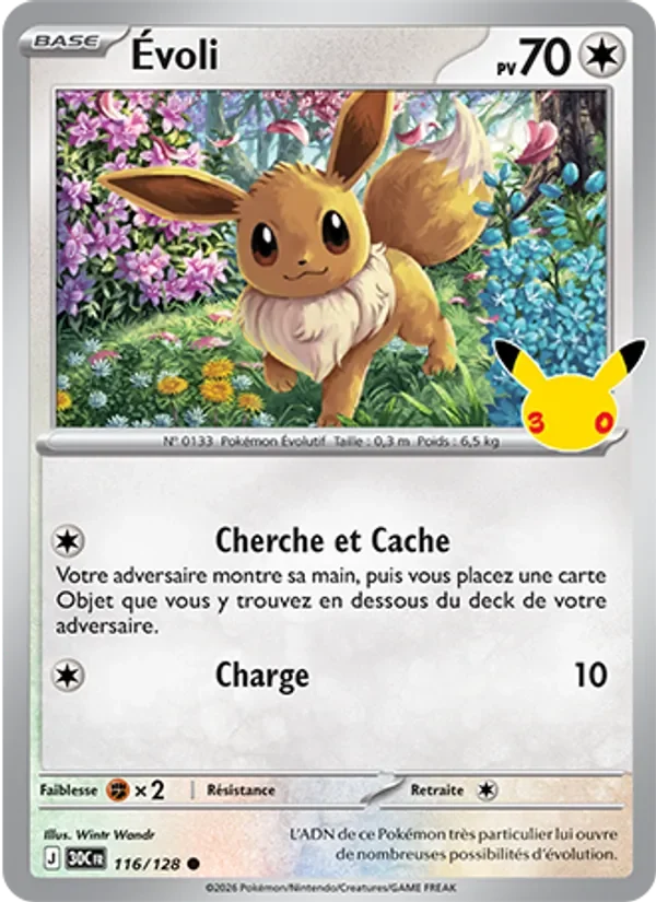 Carte Pokémon Évoli 116/128 du set 30e Anniversaire