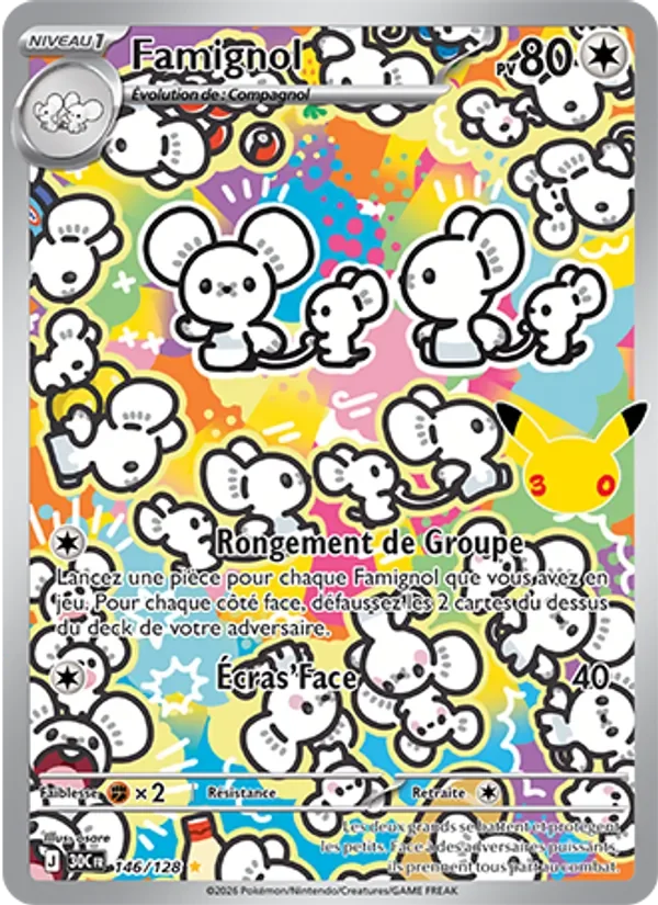 Carte Pokémon Famignol 146/128 du set 30e Anniversaire
