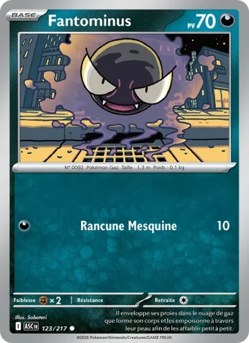 Carte Pokémon Fantominus 123/217, extension Héros Transcendants