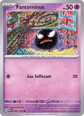 Carte Pokémon Fantominus 092/165, extension 151