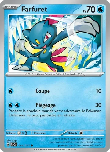 Carte Pokémon Farfuret 044/217, extension Héros Transcendants
