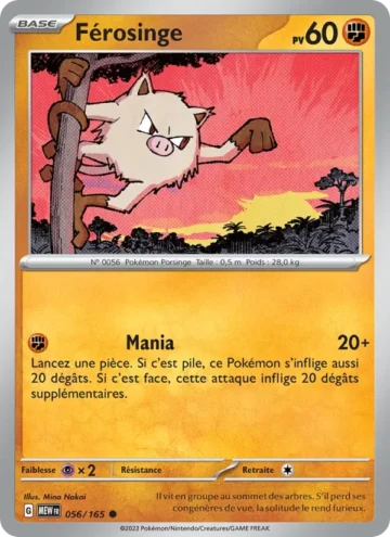 Carte Pokémon Férosinge 056/165, extension 151