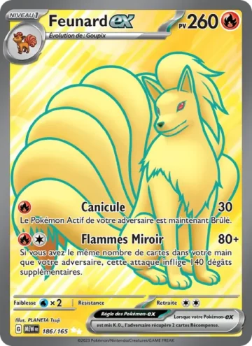 Carte Pokémon Feunard-ex 186/165, extension 151